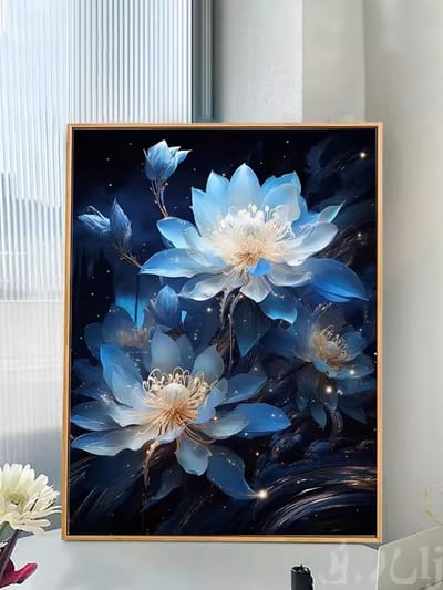 Diamant schilderij set/DIY diamant set voor kinderen/diamant schilderij vol diamanten/volwassen DIY diamant set/mozaïek schilderij - Sneeuw Lotus 50*70CM