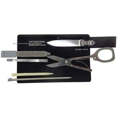 Victorinox SwissCard Classic - make-up- & manicurekoffer- Zwart Transparant ABS - 10 delig