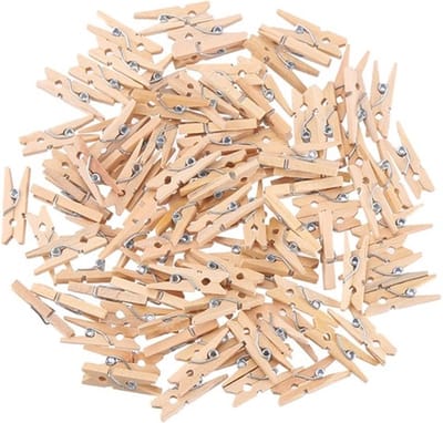 Go Go Gadget - Mini Knijpers - Set van 20 STUKS - Fotoknijpers - Geboortekaartje - Knutselen - Decoratie - Houtkleur