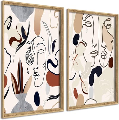 Moderne Schilderijen Set - Wanddecoratie Abstract - Woonkamer Decoratie - Gestructureerde Acryl Afwerking - 50x70 cm - Neutrale Tinten