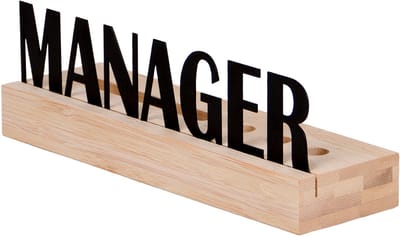 UNUS bureau organizer van hout met kaarthouder en 3x pengaten met tekst “Manager”