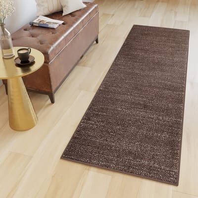 Tapiso Sari Tapijt Loper Bruin Donker Modern Woonkamer Hal Slaapkamer Maat- 60x400