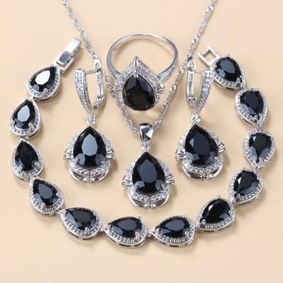 Druppelvormige Sieradensets Met Groene Zirkonia Bruidsketting En Oorbellen Voor Vrouwen Bruiloft Accessoire 7 gray