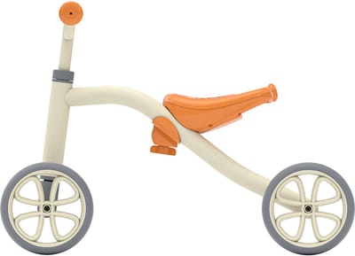 Chillafish Loopfiets 1 jaar voor jongens en meisjes - Vierwieler loopfiets tot 3 jaar met opbergvak - Oranje - Lichtgewicht loopauto met verstelbare zitting en draaghandvat - Extra stabiel - Stille anti slip banden voor binnen en buiten - Model Quadi