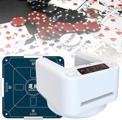 Automatische Kaartdealer - Kaartenschudder - Spel Versnellen - 360 Graden Rotatie - Voor 8 Spelers - Wit