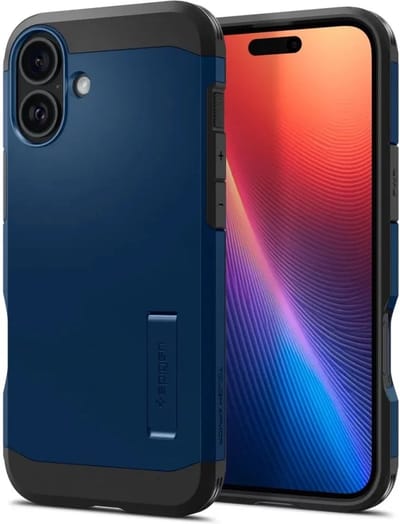 Spigen Geschikt voor Apple iPhone 16 - Tough Armor - Geschikt voor Mag - Back Cover Hoesje - Blauw