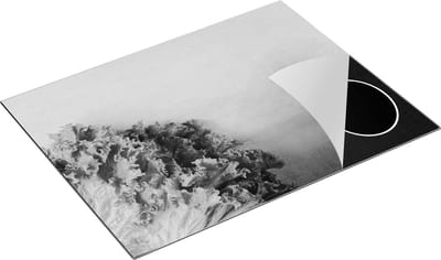 Chefcare Inductie Beschermer Groene Sla op Grijze Marmer - Zwart Wit - 77x59 cm - Afdekplaat Inductie - Kookplaat Beschermer - Inductie Mat
