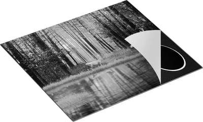 Chefcare Inductie Beschermer Twee Herten in het Bos bij het Water - Zwart Wit - 60x50 cm - Afdekplaat Inductie - Kookplaat Beschermer - Inductie Mat