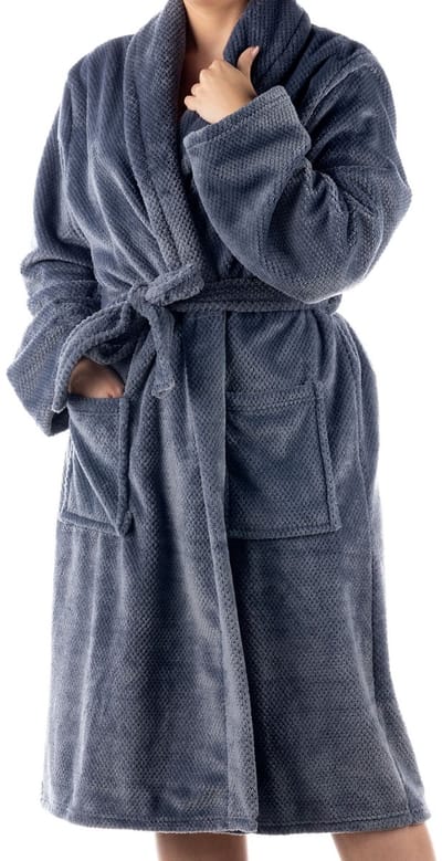 Textino - CHRIS - badjas 116 cm - volwassenen - maat M/L - fleece met structuur - Blue Fusion - blauw