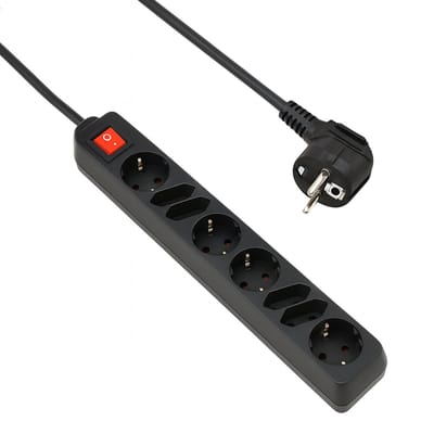 Allteq - Stekkerdoos met schakelaar - 8-voudig - 1.5 meter - Zwart