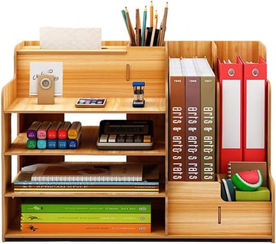 Multifunctionele houten bureau organizer - handdoekdoos - penhouder voor documenten - kantoor thuis bibliotheek.
