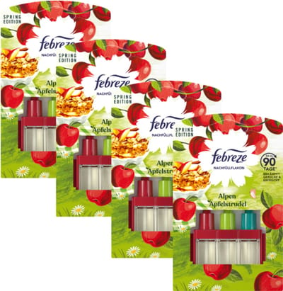 Ambi Pur / Febreze 3Volution - Alpen Apfelstrudel - Elektrische Luchtverfrisser - navulling - voordeelverpakking - 4 x20ml