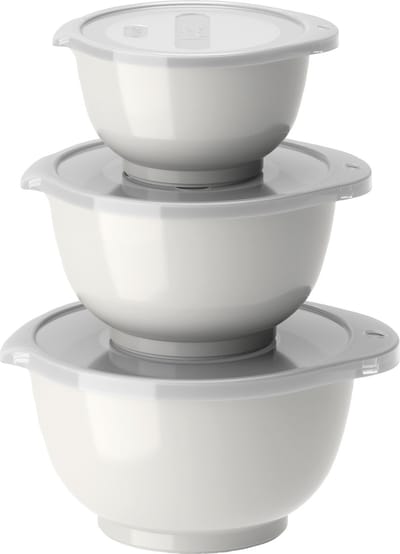 Rosti Margrethe Beslagkom Set - 6 delig - 0,25, 0,5 en 0,75 L - Wit - Mengkom met Deksel voor Bakken en Koken - Magnetron-, Vriezer- en Vaatwasmachinebestendig