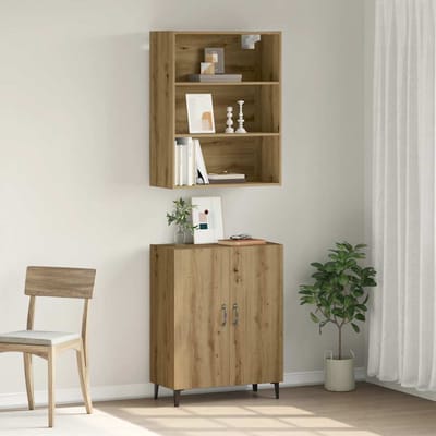 vidaXL - Dressoir - met - wandkast - bewerkt - hout - artisanaal - eikenkleur