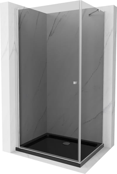 Mexen Pretoria douchecabine draaibaar 100 x 70 , grafiet, chroom + douchebak Flat, zwart - 852-100-070-01-40-4070