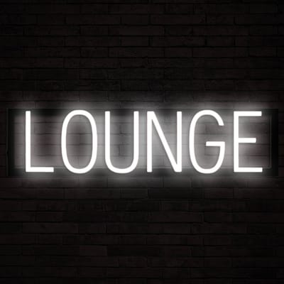 LOUNGE - Lichtreclame Neon LED bord verlicht | SpellBrite | 60,42 x 16 cm | 6 Dimstanden & 8 Lichtanimaties | Reclamebord neon verlichting