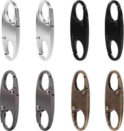 Set van 8 kleine S-vormige ritsclips | Dubbelzijdige mini-karabijnhaak voor rugzakken, ritsen en buitensport – Perfect voor kamperen, vissen en reizen