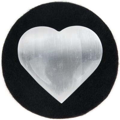 Hart knuffelstenen Seleniet wit - 6x6 cm - S