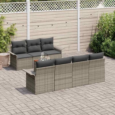 vidaXL - Tuinbank - Set - 8 - st - 7-Aantal - zitplaatsen - Grijs - poly - rattan