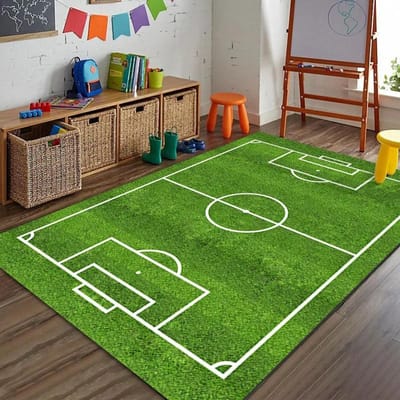 Cartoon Voetbalveld Antislip Tapijt Slaapkamer Woonkamer Keuken Vloerkleed Zacht Vroegschoolse Educatie voor Kinderen Deurmat Huisdecoratie 40X60cm-16x24in