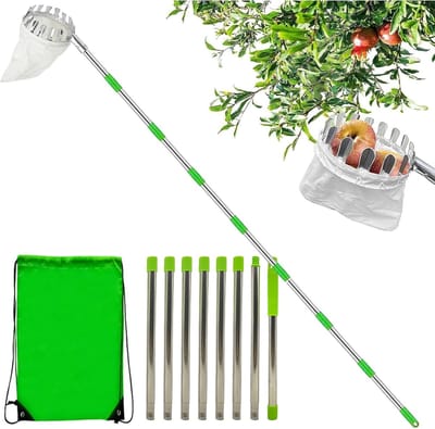 Fruitplukker met mand - Oogststok tool - Fruit oogsten - Verstelbare schacht - Tot 32 meter - Metaal