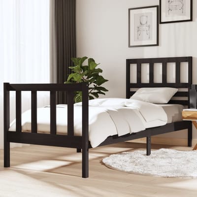 vidaXL - Bedframe - massief - hout - zwart - 75x190 - cm