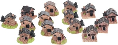 Miniatuur Huisjes - Feeën Decor - Tuin Decoratie - Hars Materiaal - 15 Stuks - Gekleurd