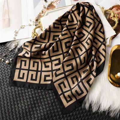 Écharpe Carrée en Soie de Luxe 70X70cm pour Femme Bandeau Doux pour Cheveux Bandeau Foulard Cravate Ruban Bandana Protection Solaire 70X70cm black