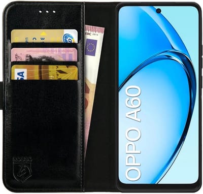 Rosso Element Geschikt voor Oppo A60 4G | Wallet Book Case | Portemonnee Hoesje | 3 Pasjes | Magneetsluiting | Stand Functie | Zwart