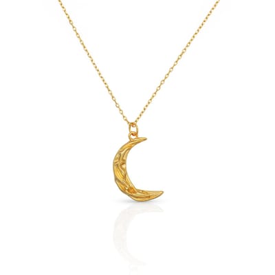 Schitterende Golden Plated Zilveren Halsketting met Maan Hanger