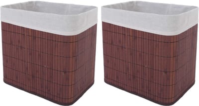 Opbergmand MCW-C21, opbergmand organisatiedoos sorteerdoos plankmand, bamboe ~ bruin