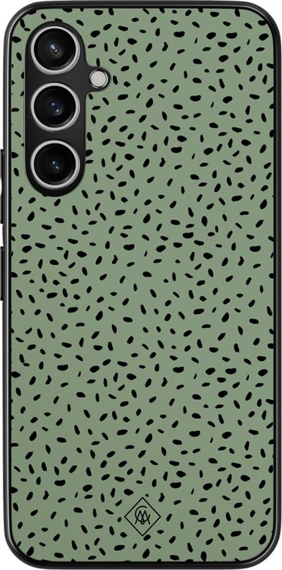 Casimoda® hoesje - Geschikt voor Samsung Galaxy S23 FE - Green Confetti - Zwart TPU Backcover - Geruit/gestreept/gestipt - Groen