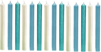 Cactula mooie dinerkaarsen 19,5 cm in 3 Trendy Kleuren 15 stuks | Amandel Bloesem van van Gogh | Champagne / Lichtblauw / Turquoise