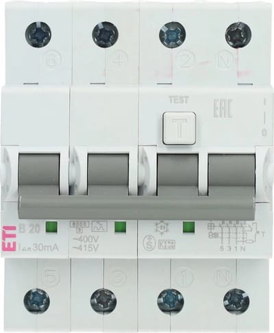 ETI SI Aardlekautomaat KZS-4M B 20A 30mA 3P+N(03838895544449)
