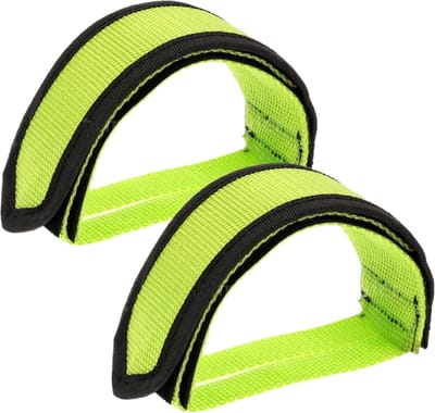 Dailygoods- Pedaalriemen Verstelbaar - Antislip Nylon - Fiets Accessoire - MTB - Fluorescerend Groen - Duurzaam en Slijtvast - Fietspedaalbanden