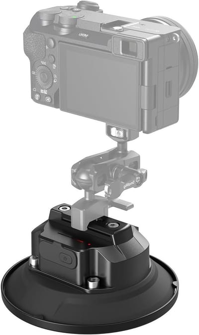 Duurzame 5" Zuignap Houder met Veiligheidskoord voor Auto's, 2000mAh Batterij, Type C, Geschikt voor Camera's, GoPro en DJI
