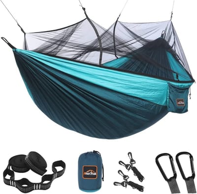 Lichtgewicht Camping Hangmat met Muggennet - Dubbel en Enkel voor Backpacking, Reizen en Wandelen