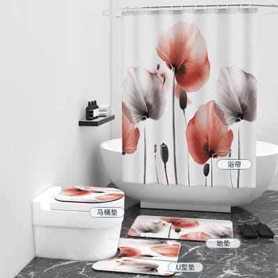 Floraweg Douchegordijn,Shower Curtain,badgordijn,badkamergordijn,Abstract Flower Tulip Rose,-topkwaliteit - digitale printen -Anti Schimmel - Inclusief 12 ringen -met 12 stuks douchegordijnhaken – Waterdicht -Wasbaar- Polyester - 180x200 cm