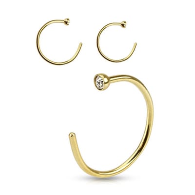 Neuspiercing open ring steentje 0.8x8 - goud - LMPiercings
