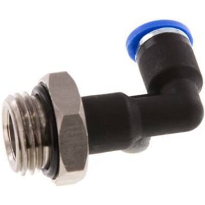 4mm x G1/4'' 90 graden L-verbinding Messing/PA 66 Insteekfitting Buitendraad Lange Behuizing Draaibaar NBR [2 Stuks]