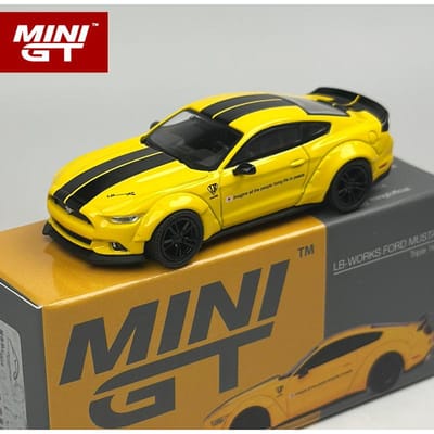 Minigt 1:64 Lbwk Ford Mustang Jaune Triple Modèle de Voiture en Alliage 1077