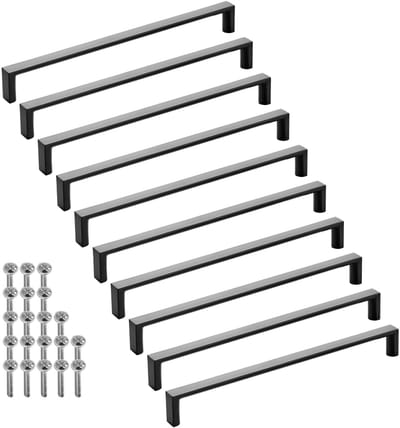 SOTECH verpakking van 10 meubelgrepen BLACKLINE XI BA 224 mm mat zwart (lengte 231 mm, breedte 12 mm, hoogte 27 mm) aluminium handgrepen