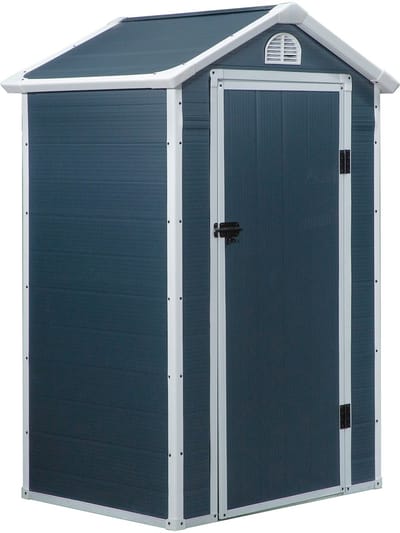 Wishdor - Tuinschuur - Met Ventilatieopeningen En Zijraam - Voor Tuin - Metaal - Grijs - 134 x 104 x 204 cm