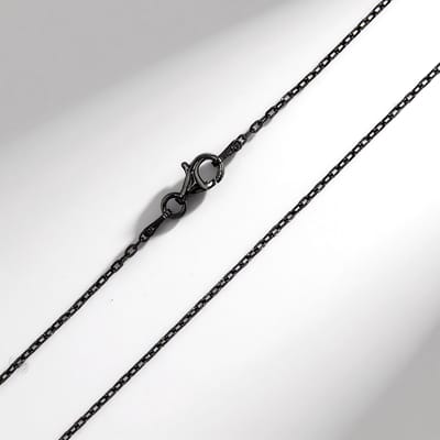 Cavill - 925 Sterling Zilveren Ankerketting - 80 cm - Ruthenium Plating - Zwart Glanzend - Lichtgewicht Moderne Ketting