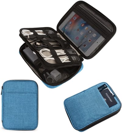 Janse Kabel organizer - tas voor cable management - waterafstotend nylon - lichtblauw