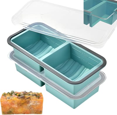 VHV - Diepvriesvorm - siliconen vierkante vorm 1 cup-compartimenten, 4 vakken - met deksel - voor meal prep, soep, saus en vriezer