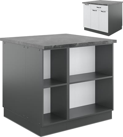 Vicco Fame-Line Keukeneiland – 90 cm met lade, zonder werkblad Landhuis wit/antraciet