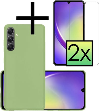 Hoesje - Met 2x Screenprotector - Geschikt voor Samsung Galaxy A34 - Sterk & Shockproof - Back Cover - Siliconen Case - Telefoon Hoes - Groen