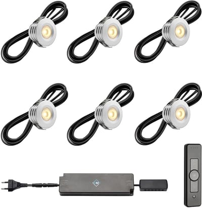 LED veranda inbouwspots Pals ab inclusief trafo en afstandsbediening - 3W / dimbaar / inbouwspot / terrasoverkapping / overkapping / serre / carport / warm wit / rond / 230V / IP44 / set van 6 stuks