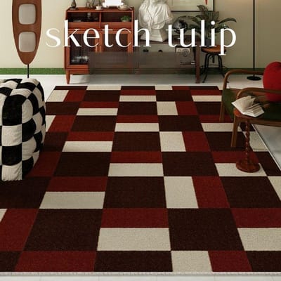 Retro Geruit Tapijt Woonkamer DecoratiefAntiek Bankstel Salontafel Zachte Mat Afwasbaar Slaapkamer Nachtkastje Pluche Vloerkleden Tapis 100*120cm